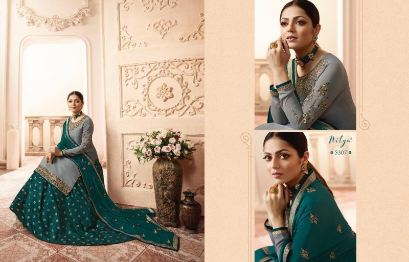 LT NITYA VOL-153 5301-5307 SERIES PARTY WEAR SHARARA SUITS COLLECTION WHOLESALE DEALER BEST RATE BY GOSIYA EXPORTS SURA (60)