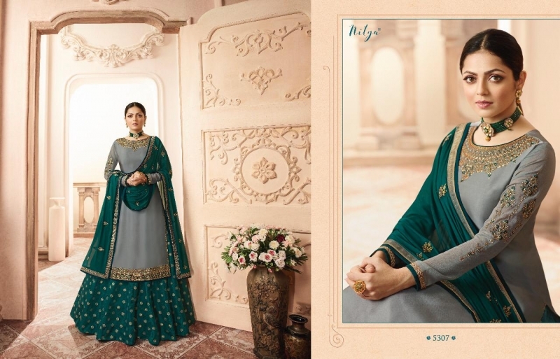 LT NITYA VOL-153 5301-5307 SERIES PARTY WEAR SHARARA SUITS COLLECTION WHOLESALE DEALER BEST RATE BY GOSIYA EXPORTS SURA (61)