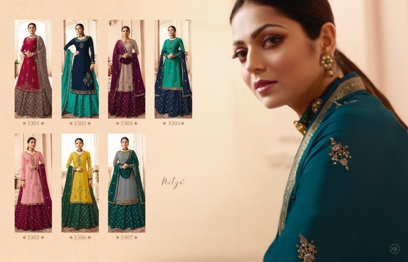 LT NITYA VOL-153 5301-5307 SERIES PARTY WEAR SHARARA SUITS COLLECTION WHOLESALE DEALER BEST RATE BY GOSIYA EXPORTS SURAT (1)