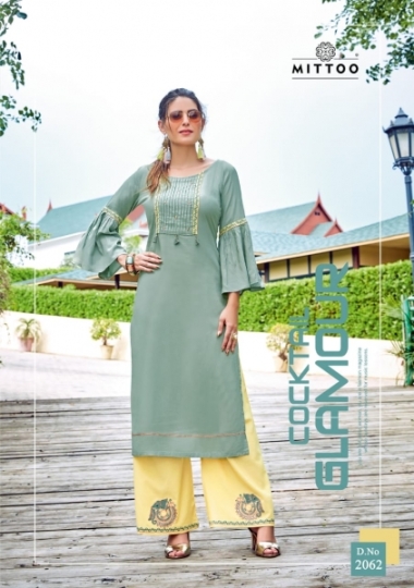 MITTOO PRESENTS PANGHAT VOL 10 HEAVY RAYON FABRIC KURTI WITH PLAZZO EMBROIDERY WHOLESALE DEALER BEST RATE BY GOSIY (131)