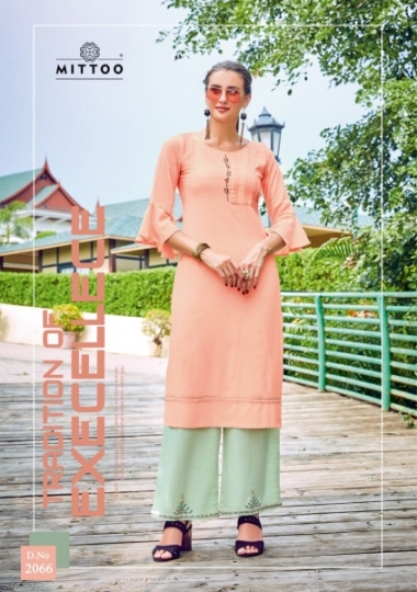 MITTOO PRESENTS PANGHAT VOL 10 HEAVY RAYON FABRIC KURTI WITH PLAZZO EMBROIDERY WHOLESALE DEALER BEST RATE BY GOSIY (133)