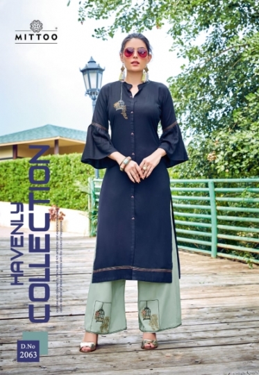 MITTOO PRESENTS PANGHAT VOL 10 HEAVY RAYON FABRIC KURTI WITH PLAZZO EMBROIDERY WHOLESALE DEALER BEST RATE BY GOSIY