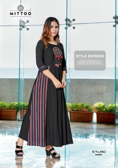 MITTOO RANGAT RAYON FABRIC LONG GOWN STYLE KURTI WHOLESALE DEALER BEST RATE BY GOSIYA EXPORTS SURAT (2)