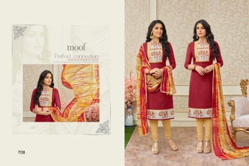 MOOF FASHION PRIYA CATALOG CHANDERI CASUAL WEAR SUITS COLLECTION WHOLESALE (6)