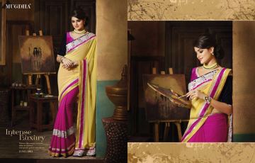 MUGDHA SAREES 1001-1008 SERIES PARTY WEAR GEORGETTE DESIGNER EMBROIDERED SAREES WHOLESALER (1)