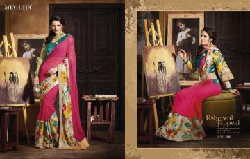 MUGDHA SAREES 1001-1008 SERIES PARTY WEAR GEORGETTE DESIGNER EMBROIDERED SAREES WHOLESALER (2)