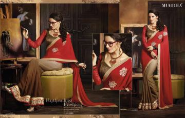 MUGDHA SAREES 1001-1008 SERIES PARTY WEAR GEORGETTE DESIGNER EMBROIDERED SAREES WHOLESALER (3)