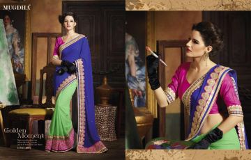 MUGDHA SAREES 1001-1008 SERIES PARTY WEAR GEORGETTE DESIGNER EMBROIDERED SAREES WHOLESALER (5)