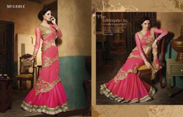 MUGDHA SAREES 1001-1008 SERIES PARTY WEAR GEORGETTE DESIGNER EMBROIDERED SAREES WHOLESALER (7)