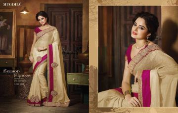 MUGDHA SAREES 1001-1008 SERIES PARTY WEAR GEORGETTE DESIGNER EMBROIDERED SAREES WHOLESALER (8)