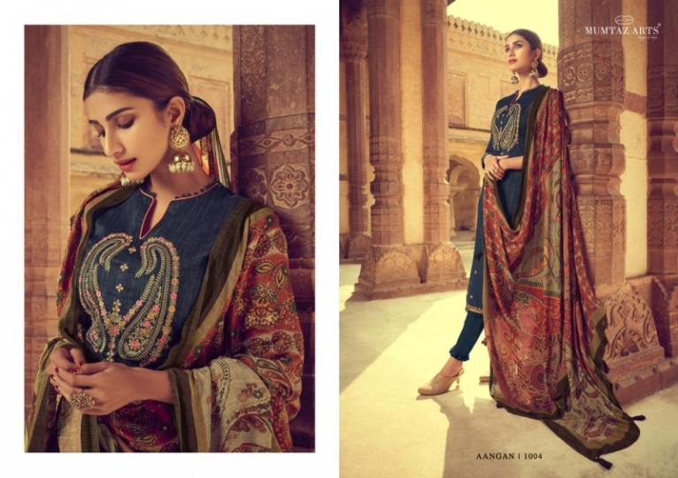 MUMTAZ ARTS AANGAN DESIGNER EMBROIDERY KARACHI SUIT MAL DUPATTA HEAVY LAWN COLLECTION WHOLESALE D