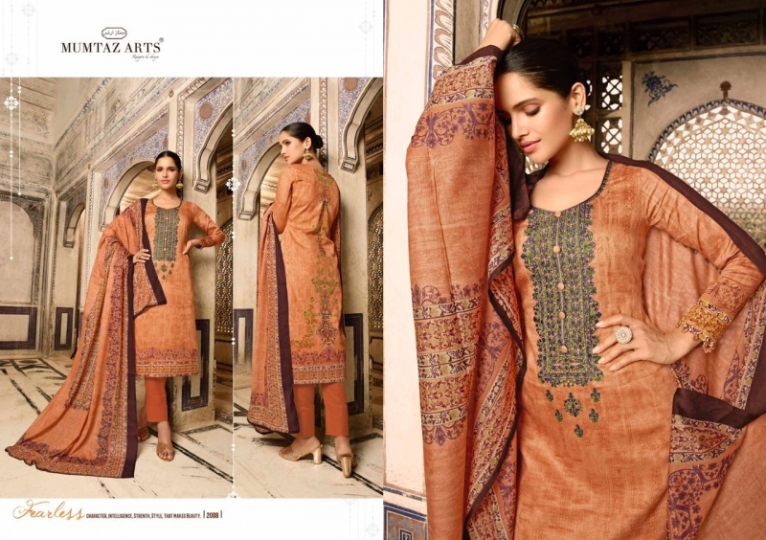 MUMTAZ ARTS PRESENTS CASHMERE JAM SATIN FABRIC WITH EMBROIDERY DRESS MATERIAL WHOLESALE DEALER BEST RATE BY GOSIYA  (525)