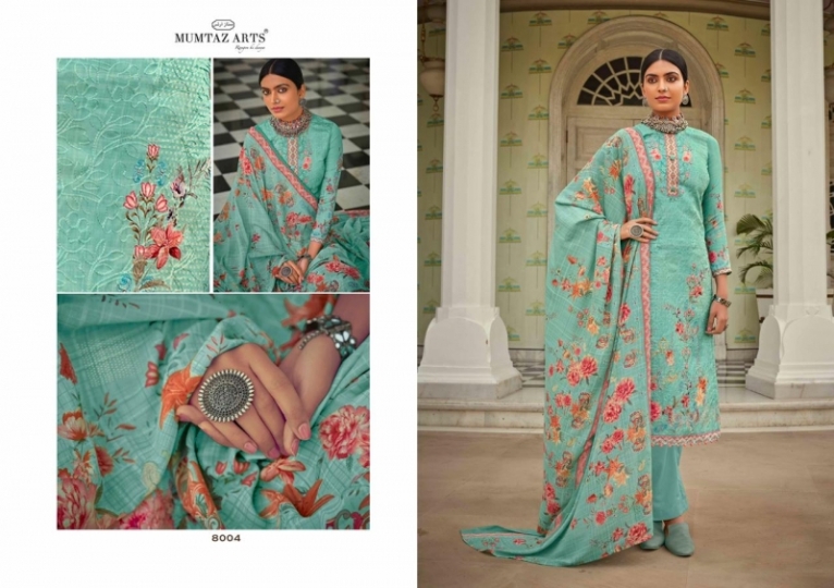 MUMTAZ ARTS RANGON KI DUNIYA RESHAM AARI JAM SATIN FABRIC WITH DIGITAL PRINT  (7)