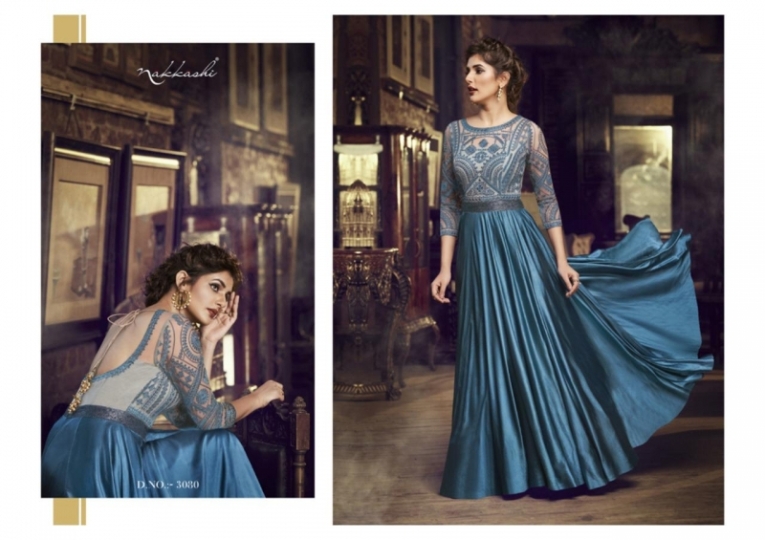 NAKKASHI PRESENTS FLAIR 3080-3086 SERIES READYMADE GOWN PARTY WEAR ELEGANT COLLECTION WHOLESALE DEALER BEST RATE BY GOSIYA E (514)