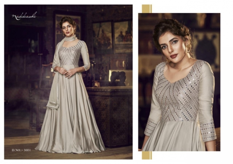 NAKKASHI PRESENTS FLAIR 3080-3086 SERIES READYMADE GOWN PARTY WEAR ELEGANT COLLECTION WHOLESALE DEALER BEST RATE BY GOSIYA E (516)