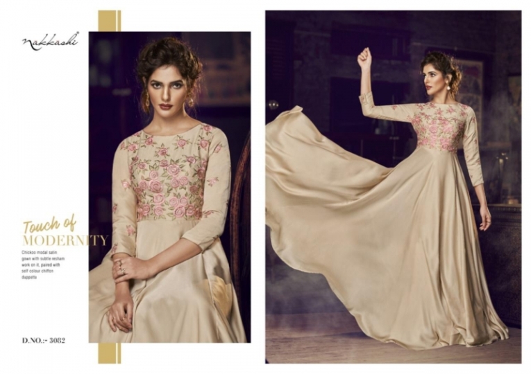 NAKKASHI PRESENTS FLAIR 3080-3086 SERIES READYMADE GOWN PARTY WEAR ELEGANT COLLECTION WHOLESALE DEALER BEST RATE BY GOSIYA E (518)