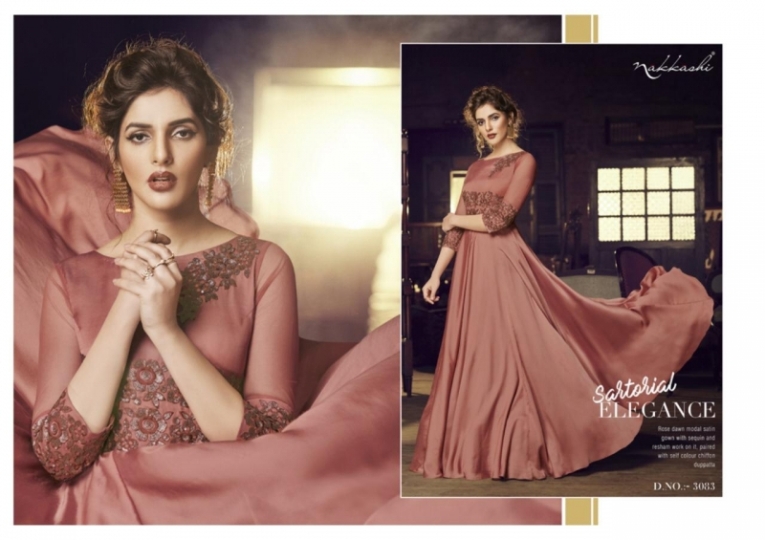 NAKKASHI PRESENTS FLAIR 3080-3086 SERIES READYMADE GOWN PARTY WEAR ELEGANT COLLECTION WHOLESALE DEALER BEST RATE BY GOSIYA E (519)