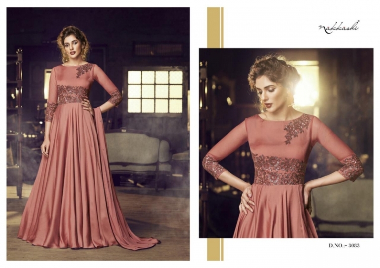 NAKKASHI PRESENTS FLAIR 3080-3086 SERIES READYMADE GOWN PARTY WEAR ELEGANT COLLECTION WHOLESALE DEALER BEST RATE BY GOSIYA E (520)