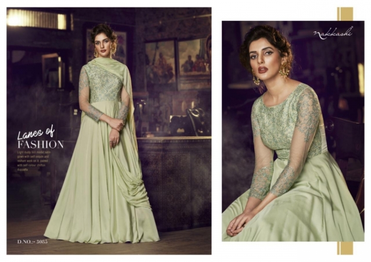 NAKKASHI PRESENTS FLAIR 3080-3086 SERIES READYMADE GOWN PARTY WEAR ELEGANT COLLECTION WHOLESALE DEALER BEST RATE BY GOSIYA E (523)