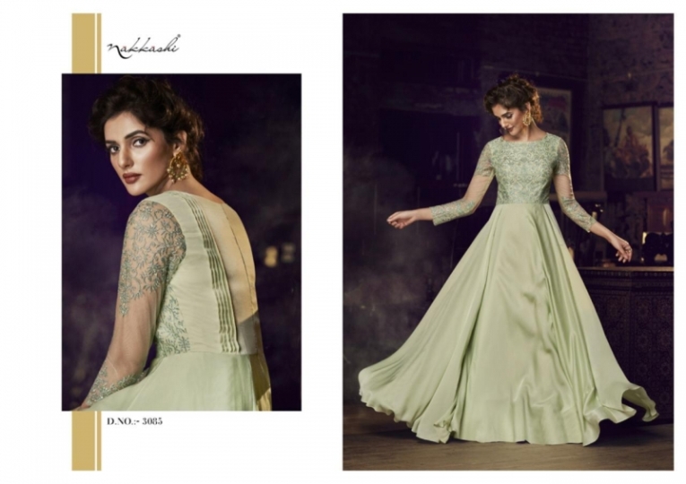 NAKKASHI PRESENTS FLAIR 3080-3086 SERIES READYMADE GOWN PARTY WEAR ELEGANT COLLECTION WHOLESALE DEALER BEST RATE BY GOSIYA E (524)