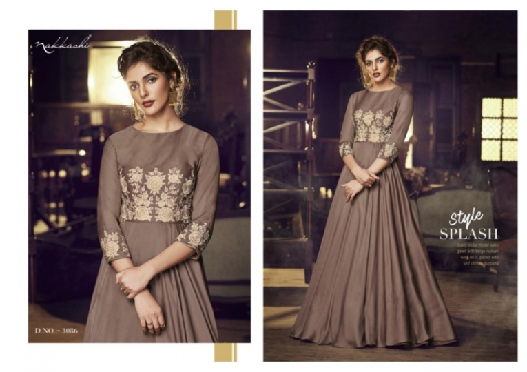 NAKKASHI PRESENTS FLAIR 3080-3086 SERIES READYMADE GOWN PARTY WEAR ELEGANT COLLECTION WHOLESALE DEALER BEST RATE BY GOSIYA E (525)