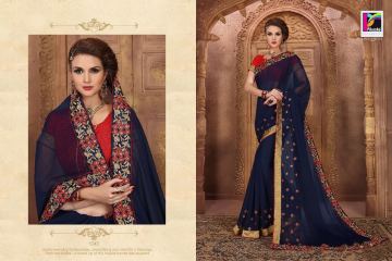 PIKASHO BY IMPRESSION VOL 4 CATALOGUE DESIGNER EMBROIDERED SAREES WHOLESALE BEST RATE BY GOSIYA EXPORTS (1)