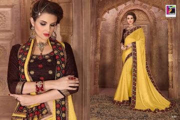 PIKASHO BY IMPRESSION VOL 4 CATALOGUE DESIGNER EMBROIDERED SAREES WHOLESALE BEST RATE BY GOSIYA EXPORTS (4)