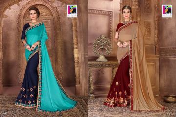 PIKASHO BY IMPRESSION VOL 4 CATALOGUE DESIGNER EMBROIDERED SAREES WHOLESALE BEST RATE BY GOSIYA EXPORTS (7)