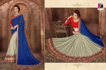 PIKASHO BY IMPRESSION VOL 4 CATALOGUE DESIGNER EMBROIDERED SAREES WHOLESALE BEST RATE BY GOSIYA EXPORTS (9)