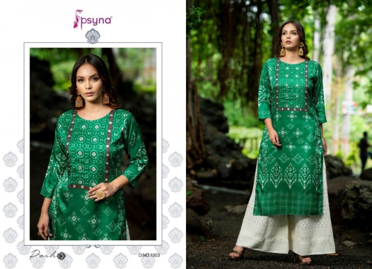 PSYNA LAUNCH POSH SILK FABRIC WITH BANDHANI PRITS KURTI WITH PLAZZO WHOLESALE DEALER BEST RATE BY GOSIYA EXPORTS SURAT (6)