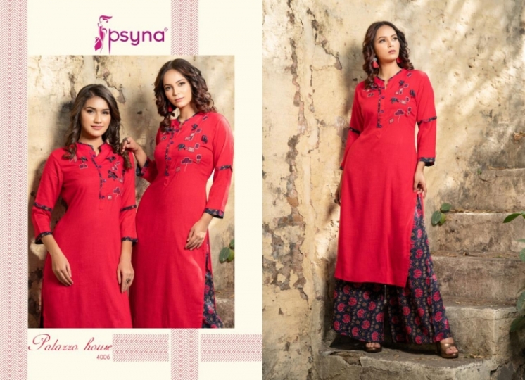PSYNA PALAZZO HOUSE VOL 4 RAYON FABRIC KURTIS WITH PALAZZO BEST WHOLESALE DEALER BEST RATE BY GOSIYA EXPORTS SURAT (13)