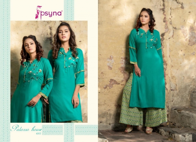 PSYNA PALAZZO HOUSE VOL 4 RAYON FABRIC KURTIS WITH PALAZZO BEST WHOLESALE DEALER BEST RATE BY GOSIYA EXPORTS SURAT (15)