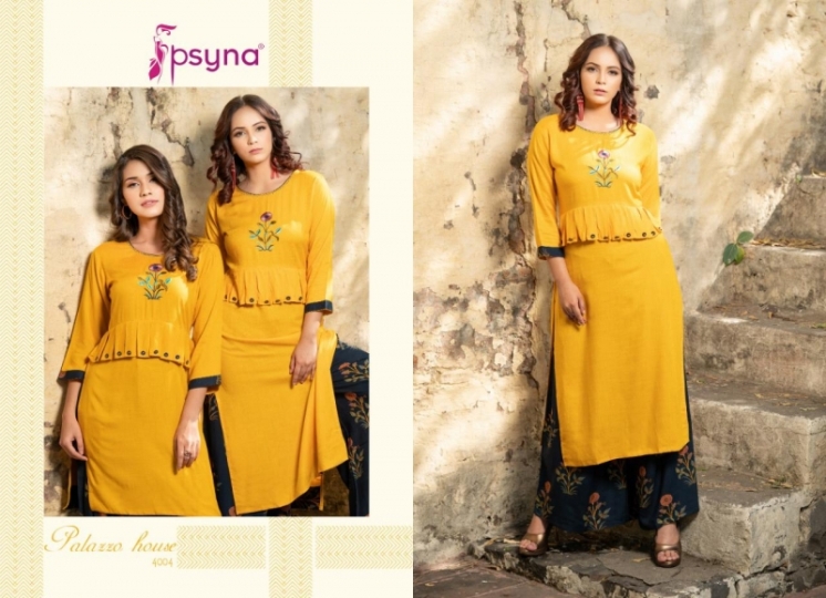 PSYNA PALAZZO HOUSE VOL 4 RAYON FABRIC KURTIS WITH PALAZZO BEST WHOLESALE DEALER BEST RATE BY GOSIYA EXPORTS SURAT (23)