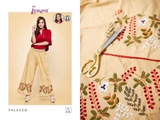 PSYNA PLAZZO 10 COTTON LINEN EMBROIDERED PLAZZO COLLECTION EXPORTS SURAT (1)