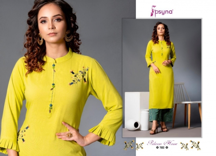 PSYNA PRESENTS PLAZZO HOUSE VOL 7 RAYON FABRIC KURTI WITH PLAZZO SET WHOLESALE DEALER BEST RATE BY GOSIYA EXPROTS SURAT (5)