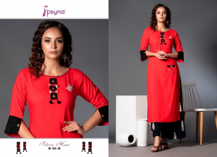 PSYNA PRESENTS PLAZZO HOUSE VOL 7 RAYON FABRIC KURTI WITH PLAZZO SET WHOLESALE DEALER BEST RATE BY GOSIYA EXPROTS SURAT (9)