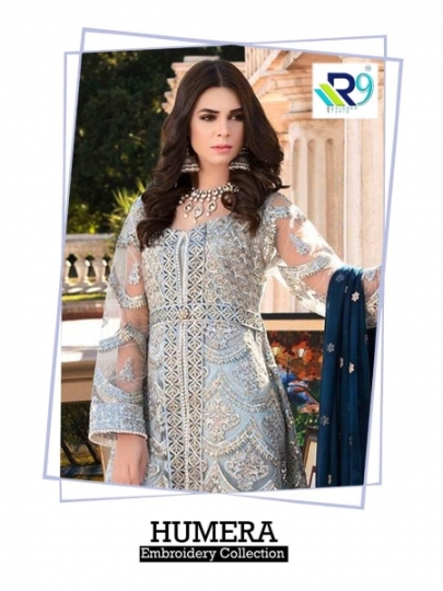 R9 DESIGNER HUMERA GEORGETTE FABRIC WITH HEAVY EMBROIDERY WORK SALWAR SUIT  (1)
