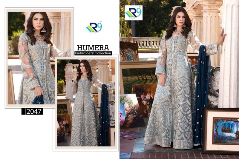 R9 DESIGNER HUMERA GEORGETTE FABRIC WITH HEAVY EMBROIDERY WORK SALWAR SUIT  (5)