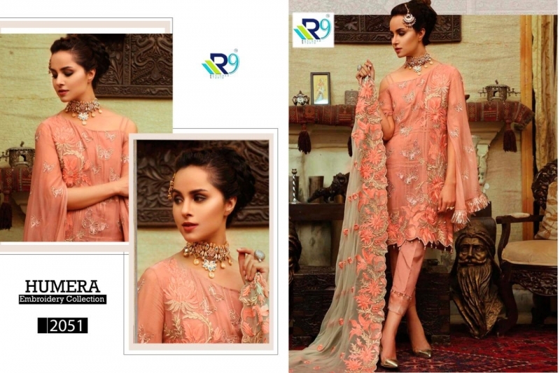 R9 DESIGNER HUMERA GEORGETTE FABRIC WITH HEAVY EMBROIDERY WORK SALWAR SUIT  (8)