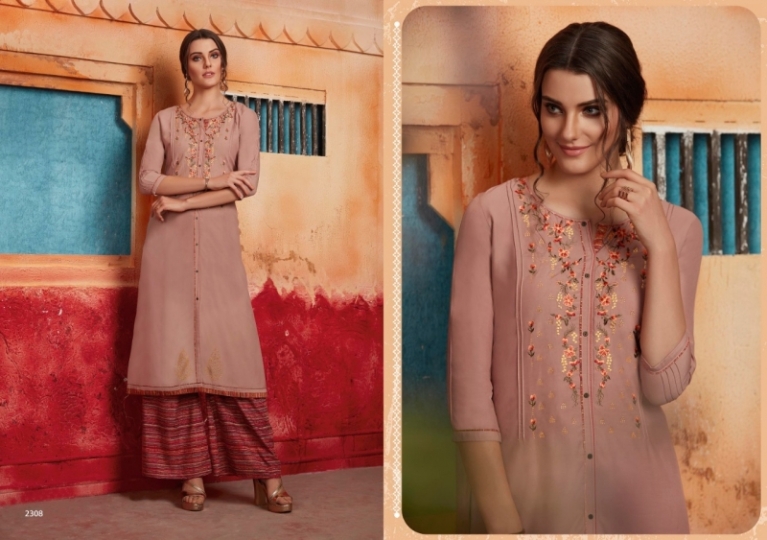 RANGOON PRESENT FIRST LOOK MUSLIN LONG KURTI WITH SILK PLAZZO COLLECTION WHOLESALE DEALER BEST RATE BY GOSIYA EXPORTS SURAT (11)