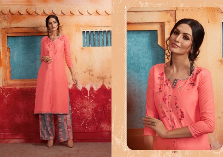 RANGOON PRESENT FIRST LOOK MUSLIN LONG KURTI WITH SILK PLAZZO COLLECTION WHOLESALE DEALER BEST RATE BY GOSIYA EXPORTS SURAT (6)