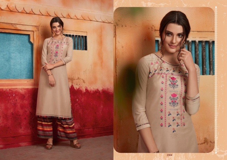 RANGOON PRESENT FIRST LOOK MUSLIN LONG KURTI WITH SILK PLAZZO COLLECTION WHOLESALE DEALER BEST RATE BY GOSIYA EXPORTS SURAT (7)