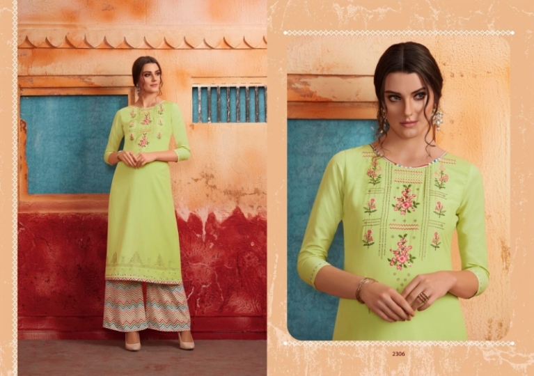 RANGOON PRESENT FIRST LOOK MUSLIN LONG KURTI WITH SILK PLAZZO COLLECTION WHOLESALE DEALER BEST RATE BY GOSIYA EXPORTS SURAT (8)