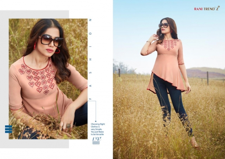 RANI TRENDZ TOP MODEL VOL-6 1043-1049 SERIES GEORGETTE SHORT TOPS COLLECTION WHOLESALE BEST RATE BY GOSIYA EXPORTS SUR (516)