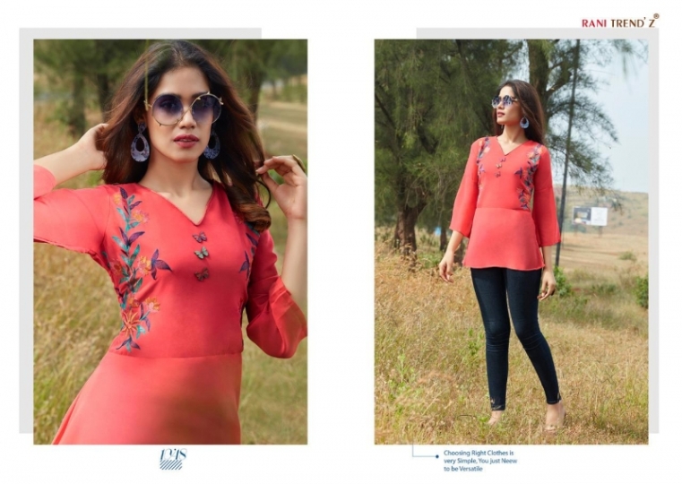 RANI TRENDZ TOP MODEL VOL-6 1043-1049 SERIES GEORGETTE SHORT TOPS COLLECTION WHOLESALE BEST RATE BY GOSIYA EXPORTS SUR (517)