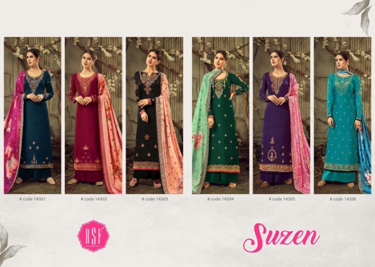RSF SUZEN PURE SATIN WITH SEQUENCE AND DIAMOND WORK TRADITIONAL WEAR WHOLESALE DEALER BEST RATE BY GOSIYA EXPORTS SURAT (5)
