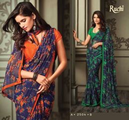 RUCHI SAREES BY GULDASTA CATALOGUE GEORGETTE PRINTS SAREES WHOLESALE BEST RATE GOSIYA EXPORTS SURAT