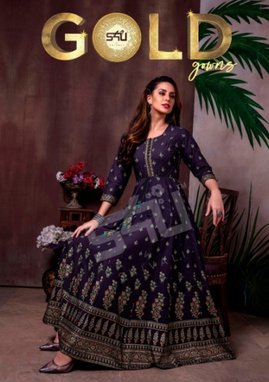 S4U SHIVALI FASHION PRESENTS GOLD FANCY FABRIC GOWN STYLE KURTI WHOLESALE DEALER BEST RATE BY GOSIYA EXPORTS SURAT (5)