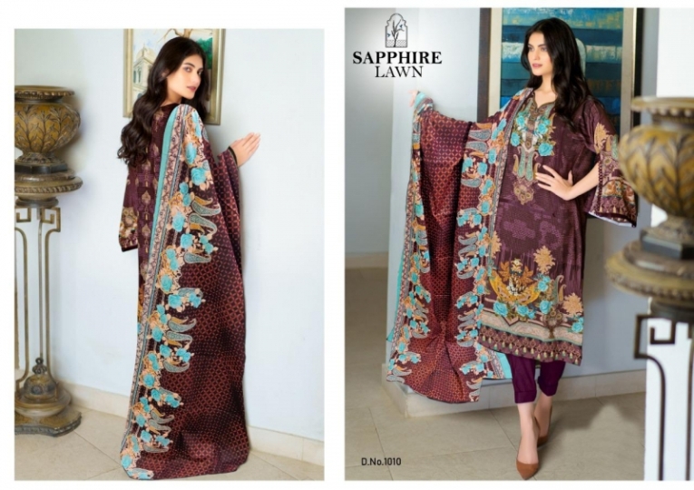 SAPPHIERE LAWN LAUNCHED PURE LAWN COTTON  (4)