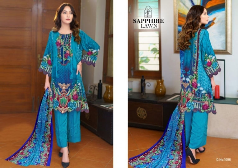 SAPPHIERE LAWN LAUNCHED PURE LAWN COTTON  (5)